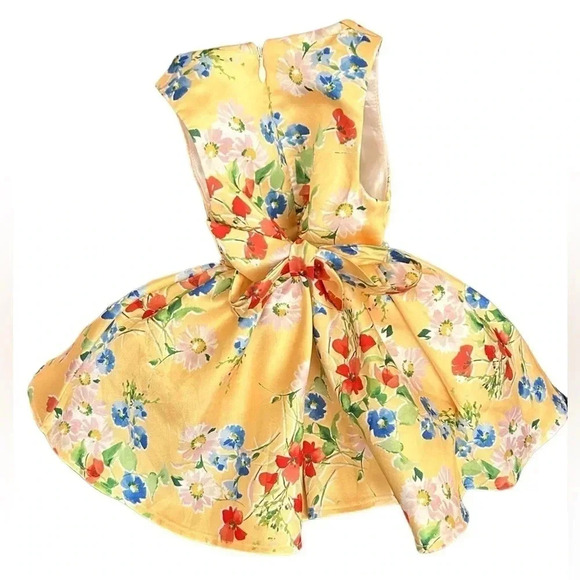 Couture Princess Floral Pattern Dress with Jeweled sides,bows and zipper - Picture 4 of 10